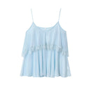 Summer Tiered Ruffles Lace Decoration Halter Top Vest Women's Chic Camisole