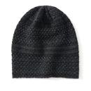 Dark gray knit beanie on a white background, Obroi