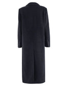 Topstitched Thick Woolen Coat Lapel Women Jacket  Autumn Winter