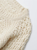 Sexy Backless Lacing Up Knit Crop Sweater Women Hollow Out Pullover Tops