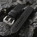 Handmade Strap 20MM 22MM 24MM Black Leather Retro