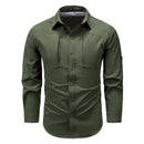 Green shirt with button details on a white background, Obroi