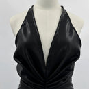 Spring Summer Women Style Dark Goth Halter Neck Slimming Maxi Dress