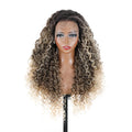 13x4 Curly Lace Front Wig 22 Inches Pre Plucked Pre Cut Water Wave Lace Wigs For Women Ombre Brown Wigs
