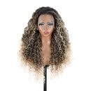 13x4 Curly Lace Front Wig 22 Inches Pre Plucked Pre Cut Water Wave Lace Wigs For Women Ombre Brown Wigs