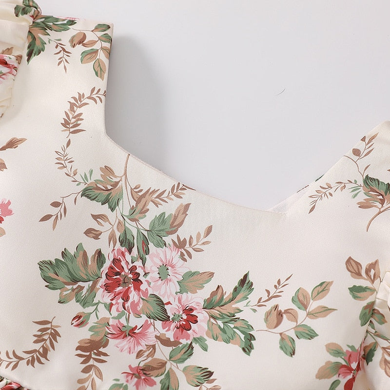 Baby Girls Summer Dress Kids Floral Printed Princess Ball Gowns Children Casual Vintage Frocks Toddlers Soft Cute
