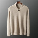 Autumn Winter Cashmere Sweater Men's Thickened Green Fruit Collar Pullover Warm V-neck Top