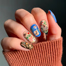 24PCS Retro Flowers Press on Nails Cute Gentle Removable Nails Artistic Literature and Art Style