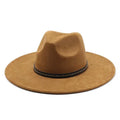 Brown fedora hat with a black band on a white background, Obroi