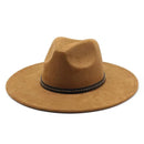Brown fedora hat with a black band on a white background, Obroi