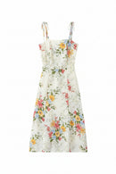 Floral Dress Women Midi Slim Summer Dresses Prairie Chic Holiday