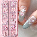 60pcs Shell/Starfish/Fish Tail/Conch/Coconut Tree Nail Charms 12grids Cute Ocean Beach Nail Charms Resin Nail