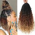 Two images showing a woman with styled hair and a close-up of ombre hair extensions, Obroi
