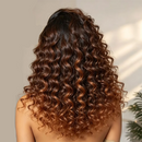 Glueless Ombre Brown 26 Long Soft Natural Preplucked kinky Curly 180Density Lace Front Wig For Women