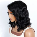 Mannequin head with a black wavy wig on a white background, Obroi