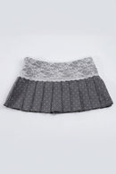 Gray skirt with white polka dots and lace top on a white background, Obroi