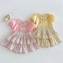 Baby Lace Collar T-shirt Summer Girls Version Bubble Sleeve Top Cute Floral Skirt