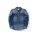 Pearl Snap Washed Denim Shirt - Raw Shirt for Men Soft