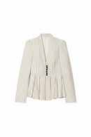 Women Long Sleeve Striped Peplum Blazer Chic Lady Elegant Casual Work Wear Coat
