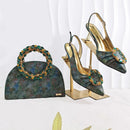 women's shoes with garland diamond clutches pointed shoes wedding shoes and bag