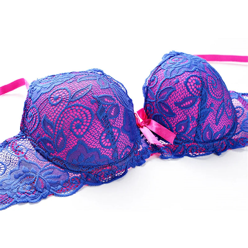 Women's Sexy Lace Underwire Bra Lightly Padded Plunge Push up Cup Bra