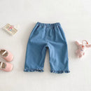 Spring Kids Jeans 0-5T Baby Cute Three Dimensional Love Trousers Children Girls Thin Denim Blue Pants