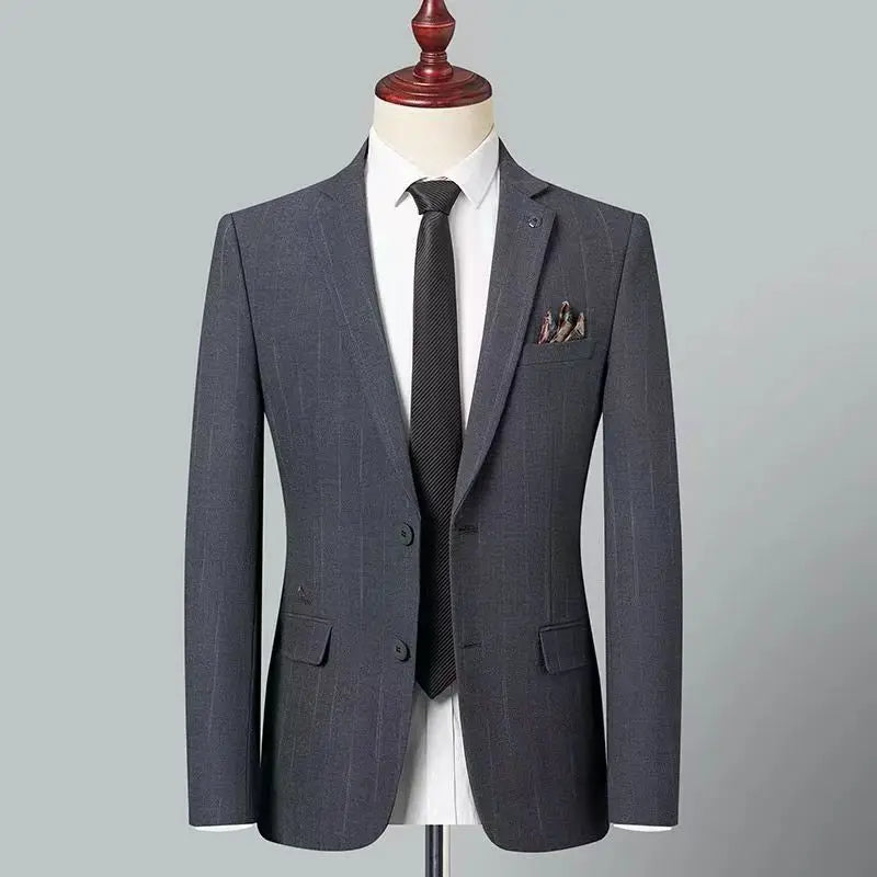 Suit men business casual comfort striped best man suit groom wedding light