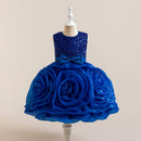 Girls Big Flower Party Dress for Kids Pink Tulle Birthday Wedding Girl Dresses
