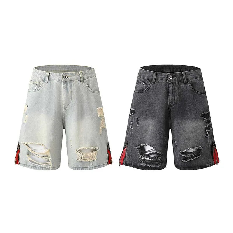 Jean Shorts for Men Streetwear Denim Short Pants Retro Shorts