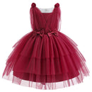 Bow Bridesmaid Girls Christmas Dress Tulle Birthday Party Wedding Kids Dress for Girls Princess