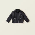 Winter Kids Baby Girls Boys Solid Leather Top Outwear Children Zipper Jacket Top Toddler Clothing