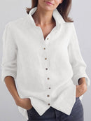 Autumn Women Work Shirt Cotton Turn-down Collar Long Sleeve Baggy Blouse Female Vintage Casual Vintage Tops