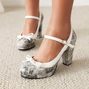 Women Bow Pumps Shallow Shoes Ladies Sweet High Heels Women Round Toe Platform Shoes