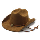 Brown cowboy hat with a decorative band on a white background, Obroi