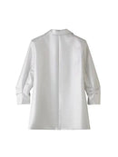 Women Wear Silvery Open Blazer Coat Vintage Long Sleeve With Pleated Female Outerwear Chic Coat