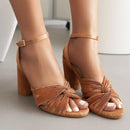 Design Women Sandals Peep Toe Block Heels 10cm Buckle Strap Female Summer Shoes