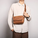 Leather Retro Men Bag Genuine Shoulder Bag Crossbody Bag iPad Small Square Bag