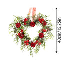Heart Flower Wreath Valentines Day Decorations Wreath Red Rose Heart Wreath Floral Rose