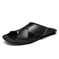 Leather Slippers Open-toe Sandal Man Flat Slides Beach Summer Shoes