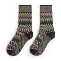 Retro 3 Pairs Knitted Mid-calf Socks Ethnic Contrast Versatile Long Socks for Men's and Women's Autumn Socks