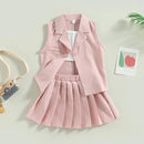 Citgeett Summer Kids Baby Girl Outfit Casual Camisole Elastic Pleated Skirt and Sleeveless Jacket Set Clothes