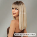 Shoulder Length Wig Straight Blonde Ombre Brown Wigs For Women Density Layered Wigs With Bang