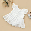 Baby Princess Romper Dress Clothes Summer Flying Sleeve Flower Lace Sweet Style Crew Neck Toddler Little Girls Lovely Clothing
