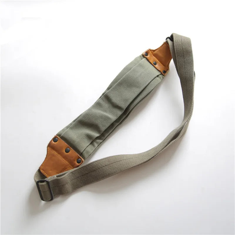 Canvas And Genuine Leather Chest Bag Handmade Casual Travel Crossbody Bags