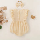 Summer female infant apricot solid color short-sleeved triangle Romper