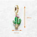 Green Cactus Gold Plated Pendants Charm For Jewelry Making Solid 925 Sterling Silver Gift For Women Men