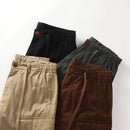 Summer Mens Cargo Shorts Loose Fit Casual  Cotton Shorts Elastic Waist Drawsting Pant