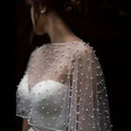 Pearl Beaded Wedding Wrap Sheer Jewel Collar Soft Tulle Front Shawl Marriage Accessories For Women Dress