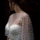 Pearl Beaded Wedding Wrap Sheer Jewel Collar Soft Tulle Front Shawl Marriage Accessories For Women Dress