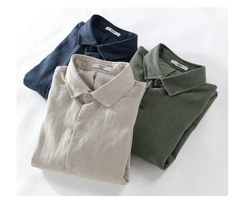 Spring and Autumn Comfortable Linen Mens Jacket Linen Men Clothing